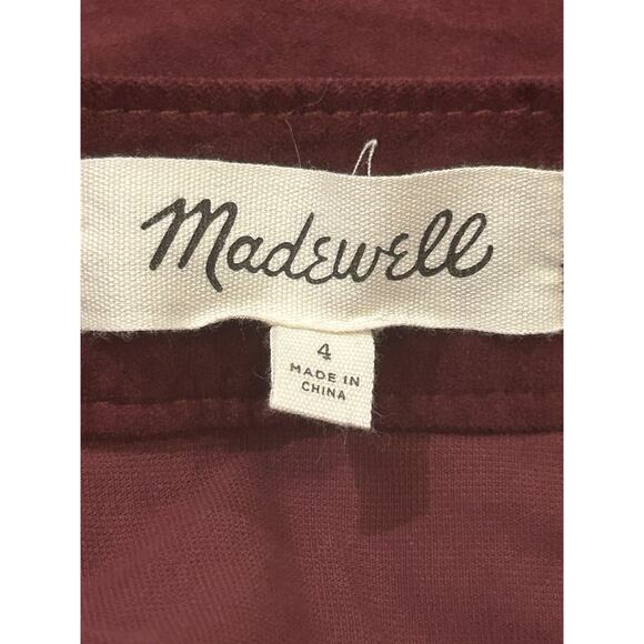 Madewell Skirt Womens 4 Burgundy Red Studio Zip Skirt Velvet Mini - Picture 3 of 3